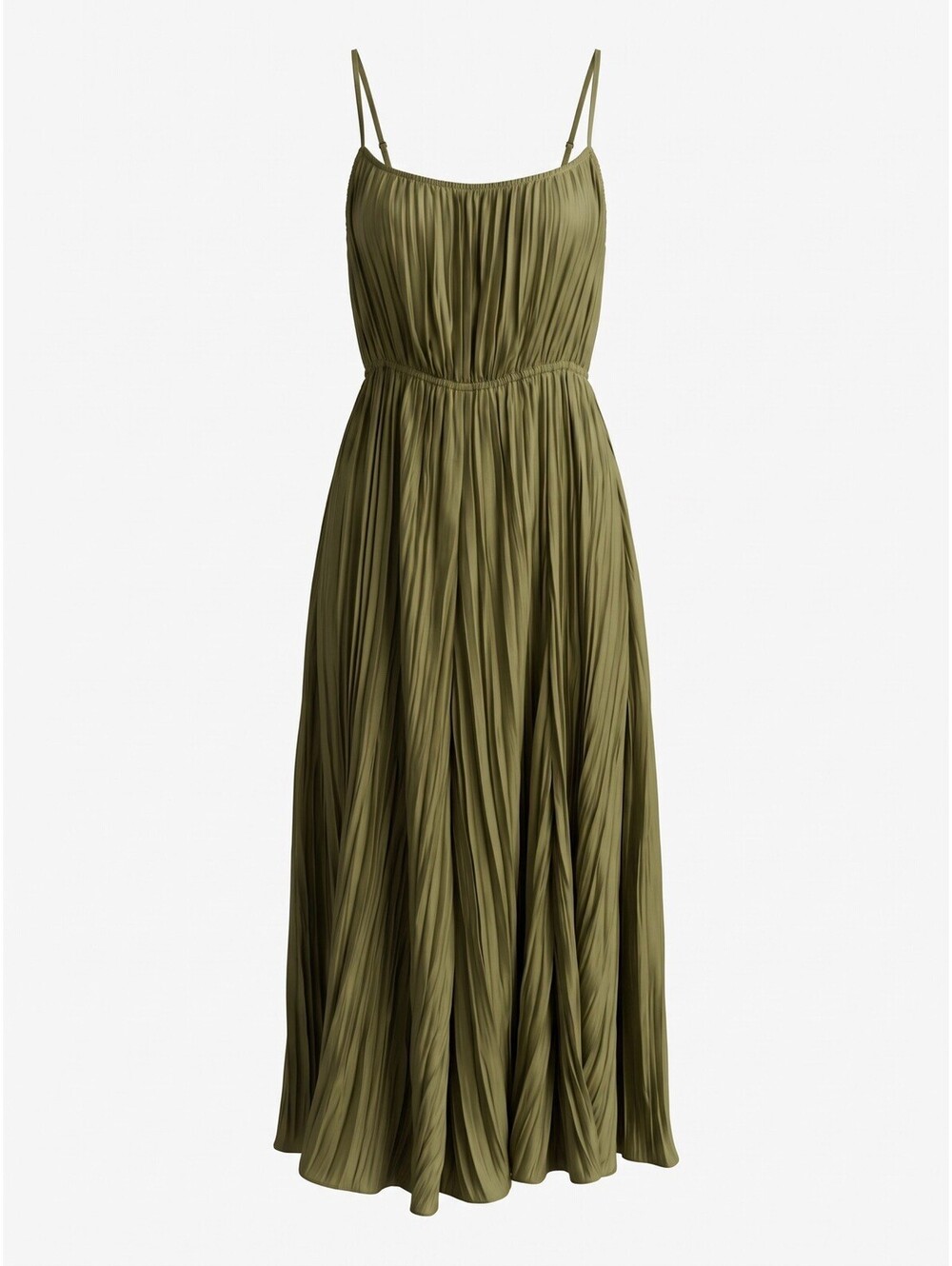 $468 Vince Women's Green Crinkled Satin Cami Slip Midi Dress size L NWT Cocktail